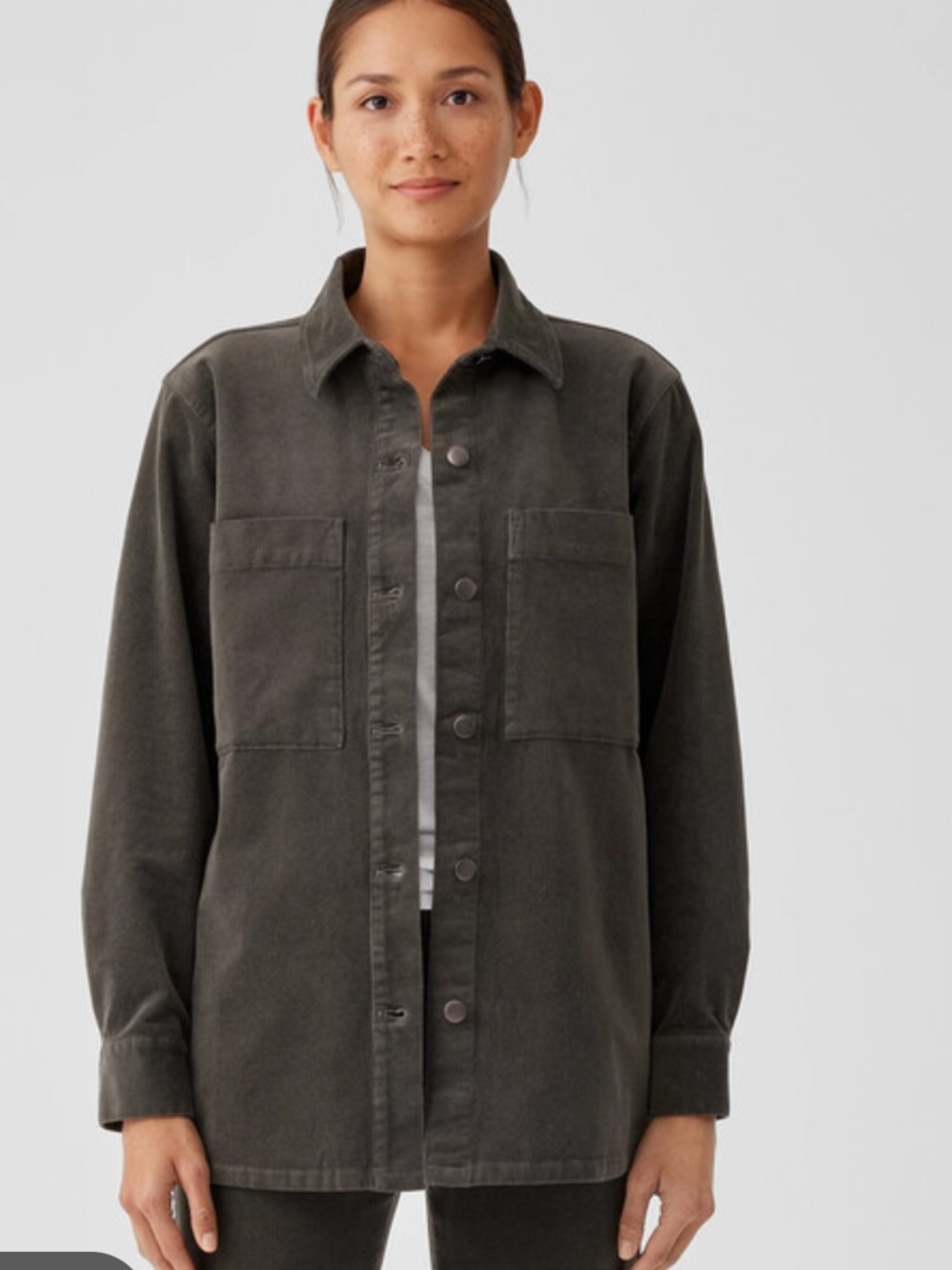 Eileen Fisher Organic Cotton Stretch Corduroy Shirt Jacket
Green
Size Large
